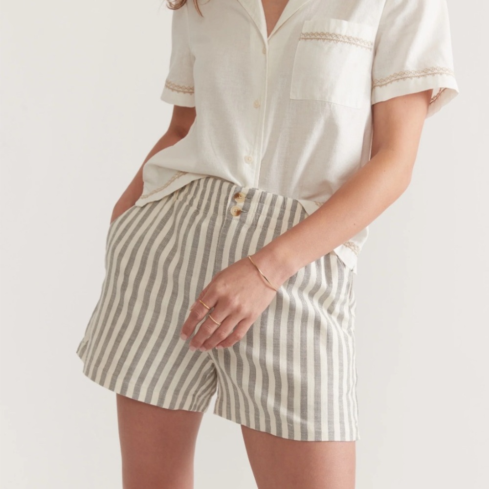 Marine Layer Striped Gray and White Women Shorts